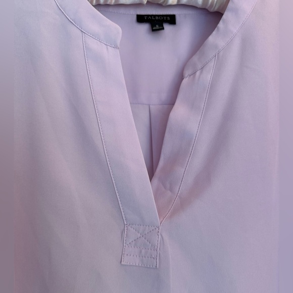 💜Talbots Lavender Women's V-neck Top Blouse Long Roll up Sleeves size small EUC - Picture 2 of 6